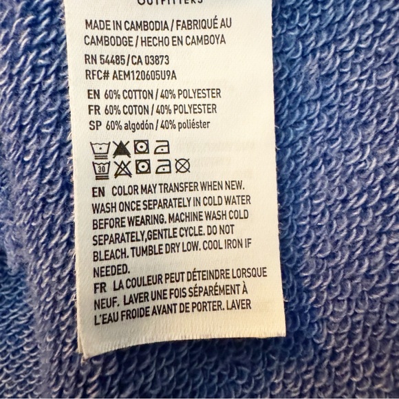 American Eagle Oversized French Terry Lounge Dress/Tunic M Balloon Sleeve Blue - Picture 7 of 7